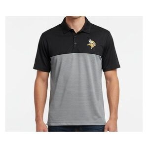 Vikings Polo Mens Size XL Black Grey  NFL Embroidered Made In Egypt
